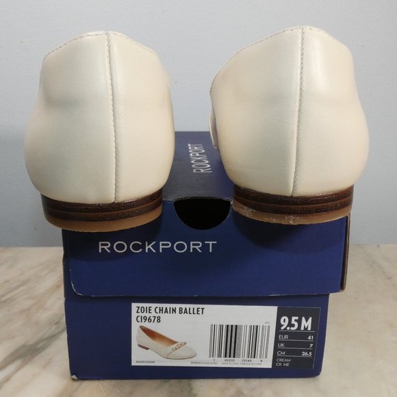 NiB Elegant Vanilla Leather Rockport Women's Zoie Chain Ballet Flat 9.5 - Picture 12 of 16